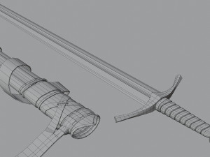 Templar Knight Sword with scabbard 3D 모델