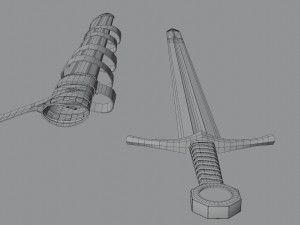 Templar Knight Sword with scabbard 3D 모델