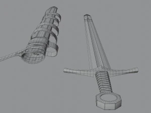 Templar Knight Sword with scabbard 3D Model