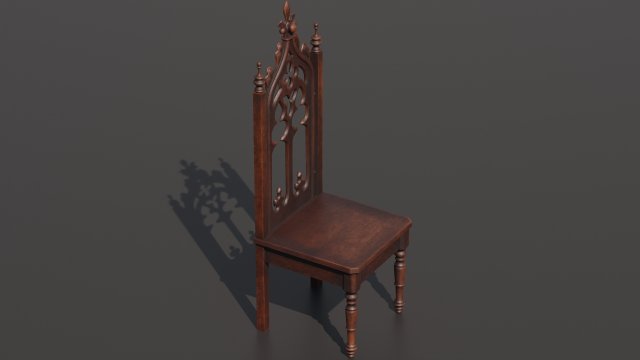 Medieval chair 3D Model .c4d .max .obj .3ds .fbx .stl .blend 