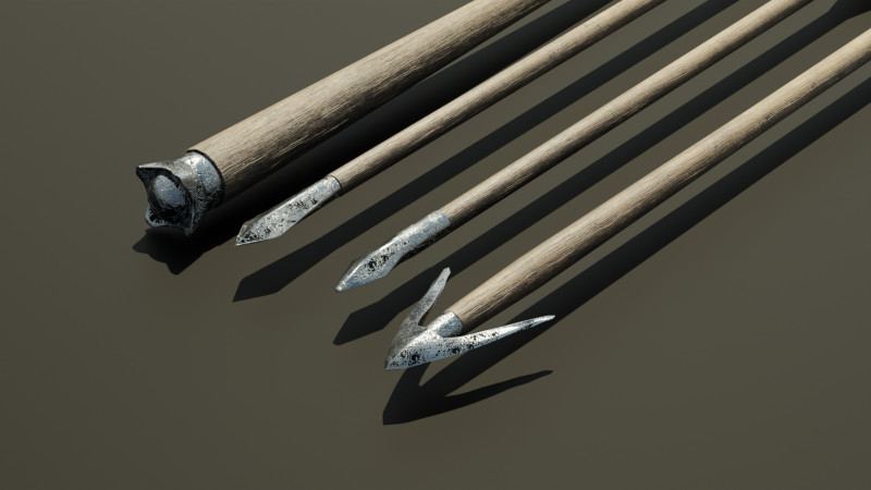 Medieval arrows for a crossbow 3D Model .c4d .max .obj .3ds .fbx .stl .blend 