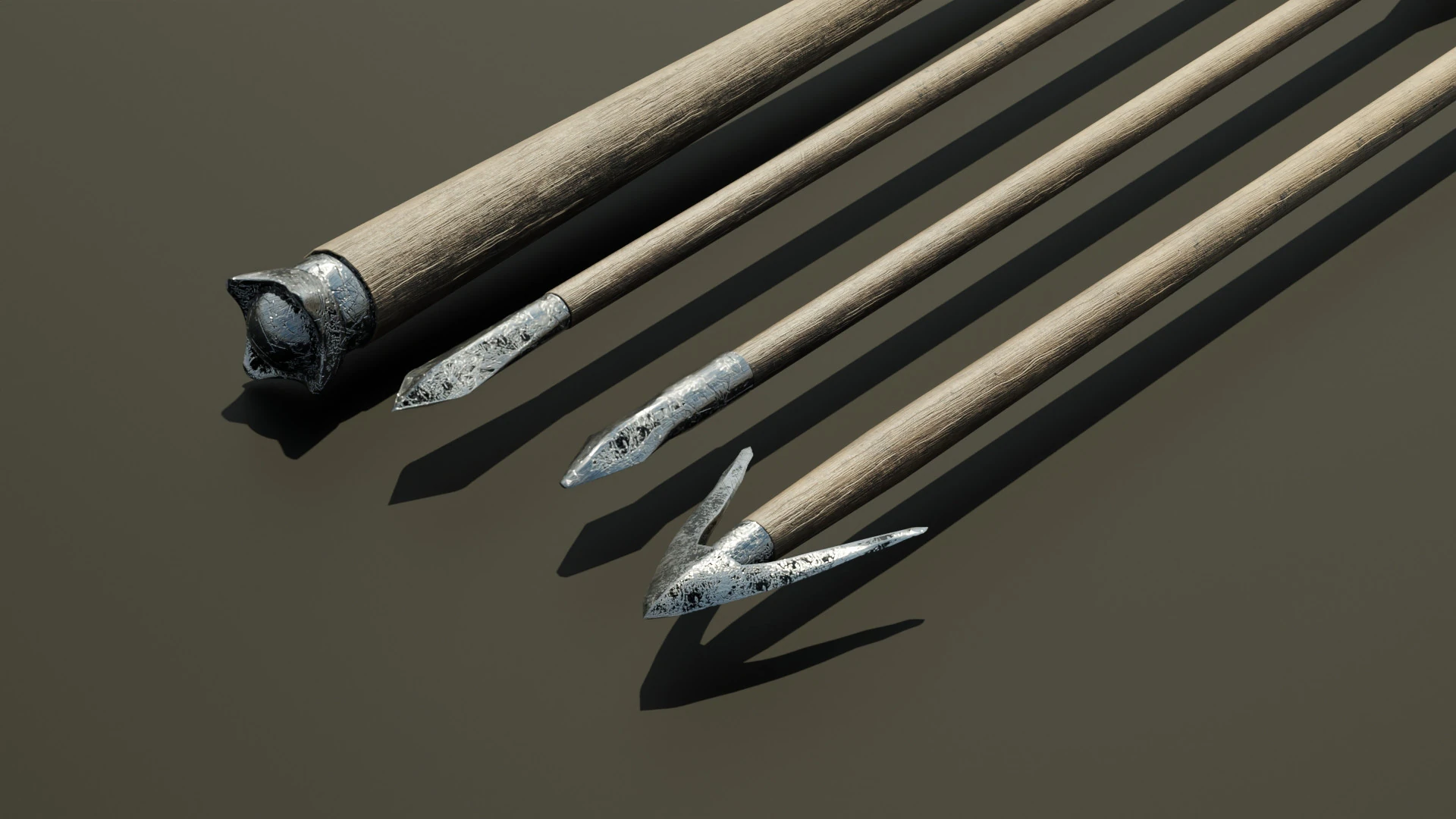 Medieval arrows for a crossbow 3D Model .c4d .max .obj .3ds .fbx .stl .blend 