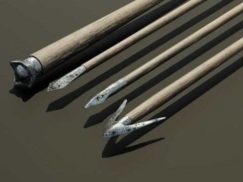 Medieval arrows for a crossbow 3D Model