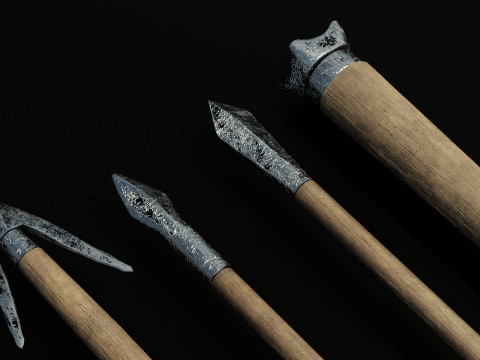 Medieval arrows for a crossbow 3D Model