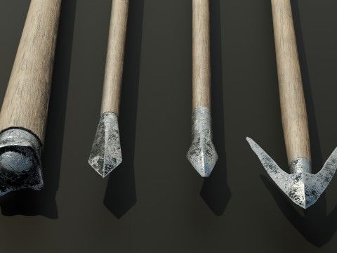 Medieval arrows for a crossbow 3D Model