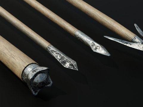 Medieval arrows for a crossbow 3D Model