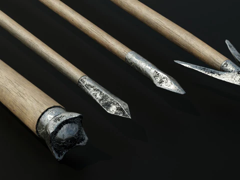Medieval arrows for a crossbow 3D Model
