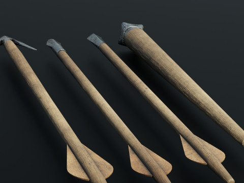 Medieval arrows for a crossbow 3D Model