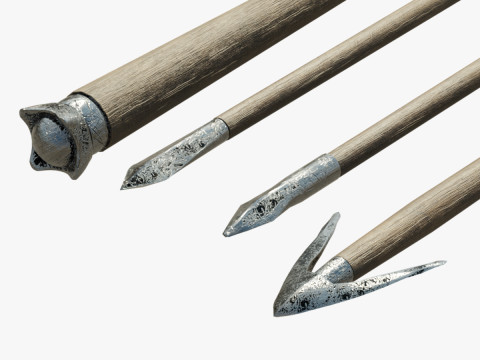 Medieval arrows for a crossbow 3D Model