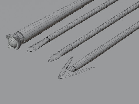 Medieval arrows for a crossbow 3D Model