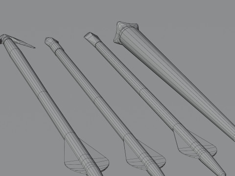 Medieval arrows for a crossbow 3D Model