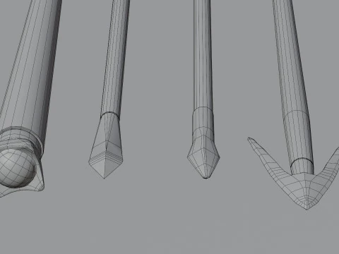 Medieval arrows for a crossbow 3D Model