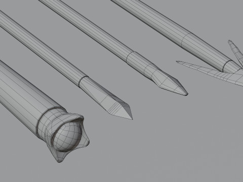 Medieval arrows for a crossbow 3D Model