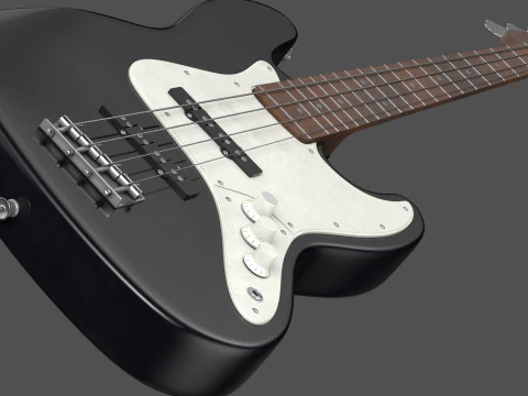 Black Bass Guitar 3D Model