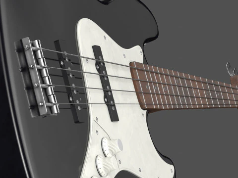 Black Bass Guitar 3D Model