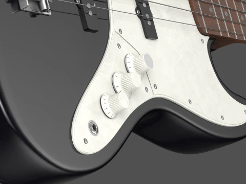 Black Bass Guitar 3D Model