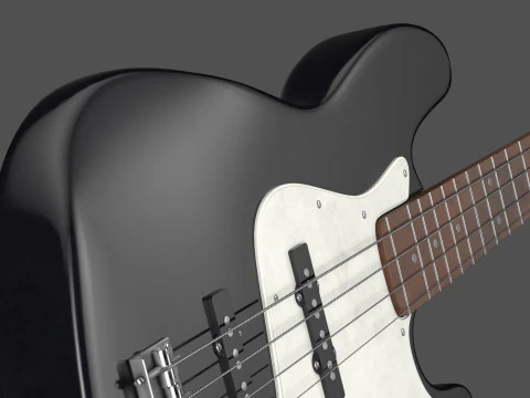 Black Bass Guitar 3D Model