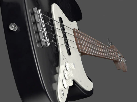 Black Bass Guitar 3D Model