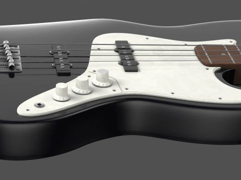 Black Bass Guitar 3D Model