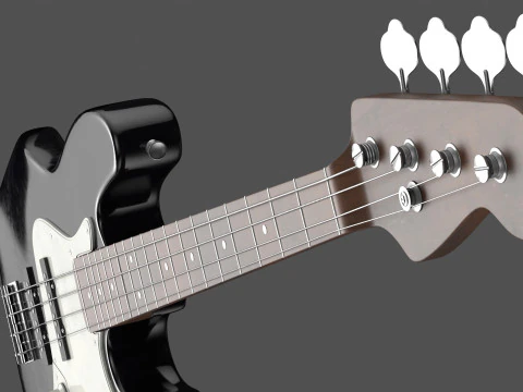 Black Bass Guitar 3D Model