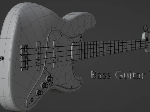 Black Bass Guitar 3D Model