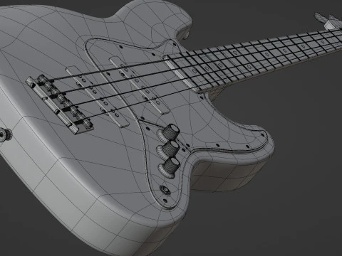 Black Bass Guitar 3D Model