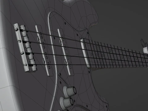 Black Bass Guitar 3D Model