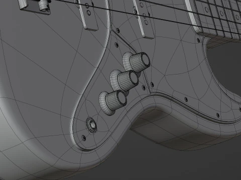 Black Bass Guitar 3D Model