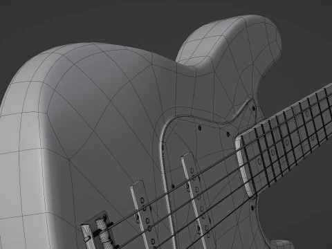 Black Bass Guitar 3D Model