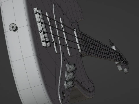 Black Bass Guitar 3D Model