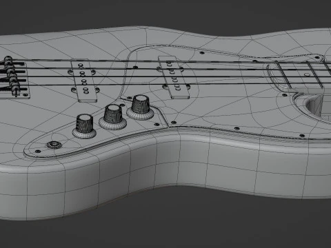 Black Bass Guitar 3D Model