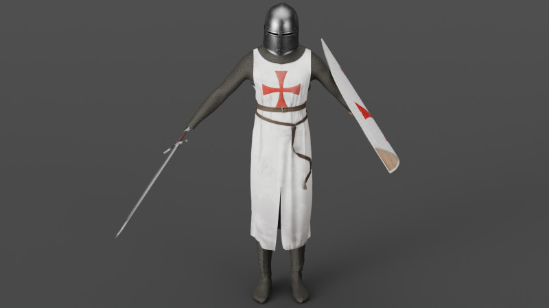Templar knight cloth 3D 모델 .c4d .max .obj .3ds .fbx .stl .blend 