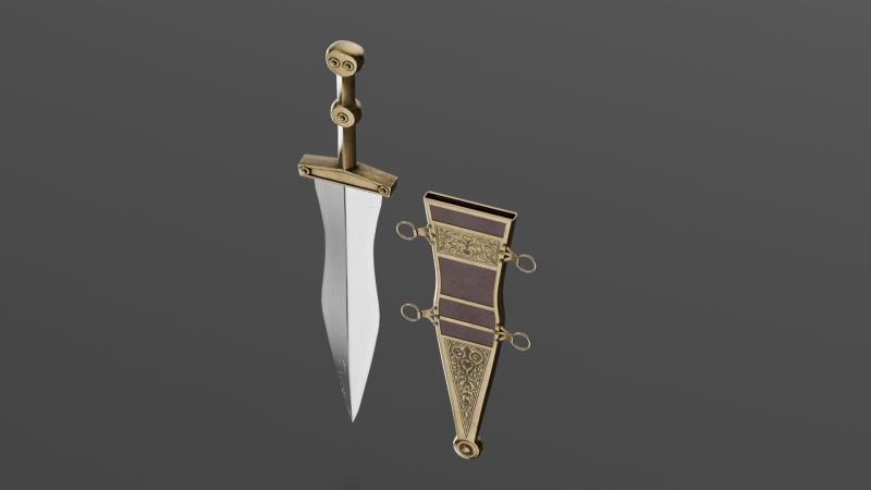 Roman Dagger Modello 3D .c4d .max .obj .3ds .fbx .stl .blend 