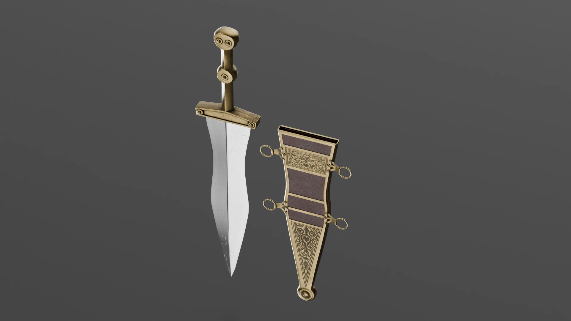 Roman Dagger 3D Model .c4d .max .obj .3ds .fbx .stl .blend 
