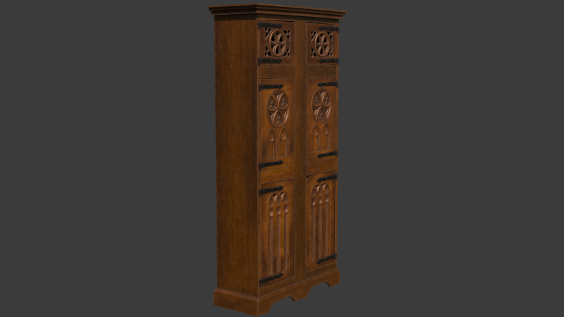 Medieval Gothic Wardrobe 3D Modell .c4d .max .obj .3ds .fbx .stl .blend 