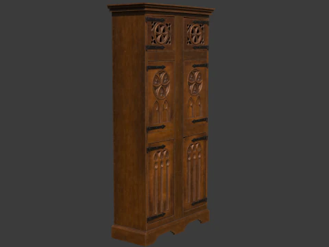 Średniowieczna gotycka szafa Model 3D