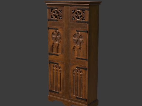 Medieval Gothic Wardrobe 3D Modell