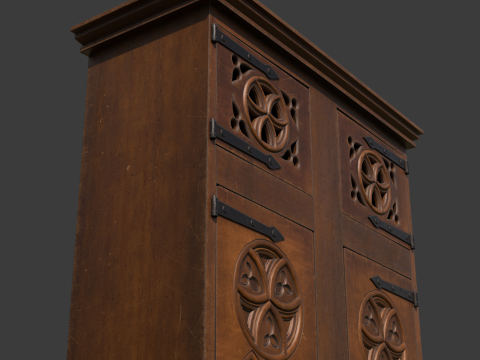 Medieval Gothic Wardrobe 3D Modell