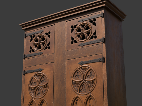 Medieval Gothic Wardrobe 3D Modell