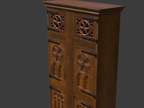 Medieval Gothic Wardrobe 3D Modell