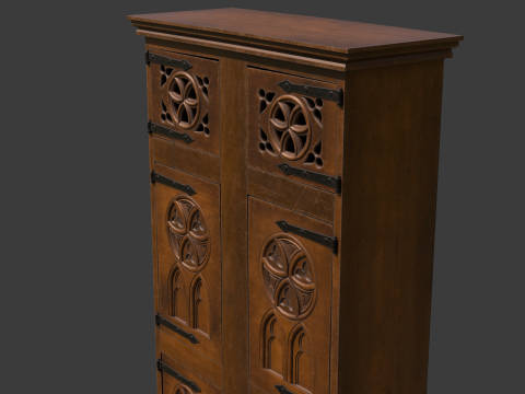 Medieval Gothic Wardrobe 3D Modell
