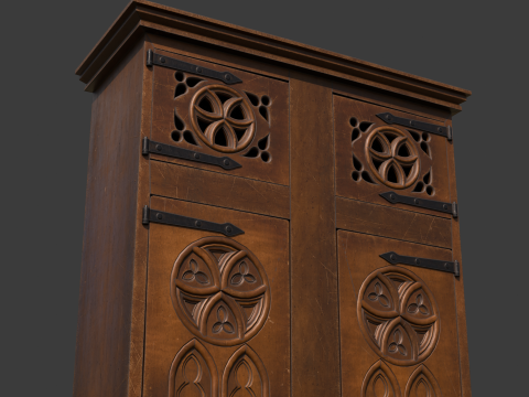 Medieval Gothic Wardrobe 3D Modell