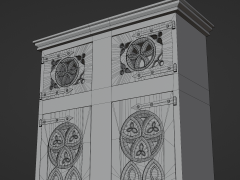 Medieval Gothic Wardrobe 3D Modell