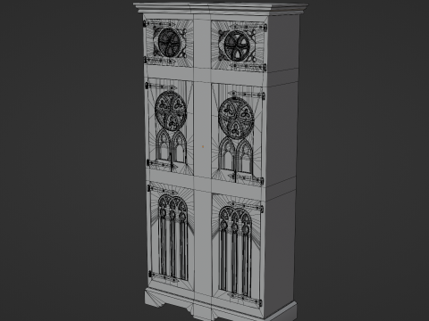 Medieval Gothic Wardrobe 3D Modell