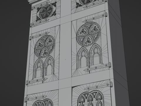 Medieval Gothic Wardrobe 3D Modell