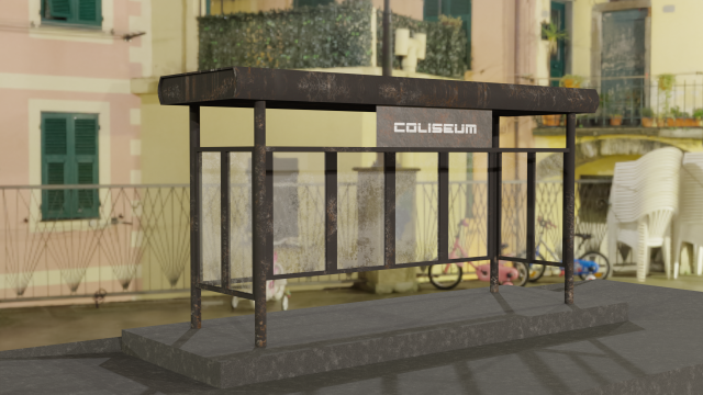 Rusty Bus Station 3D Model .c4d .max .obj .3ds .fbx .stl .blend 