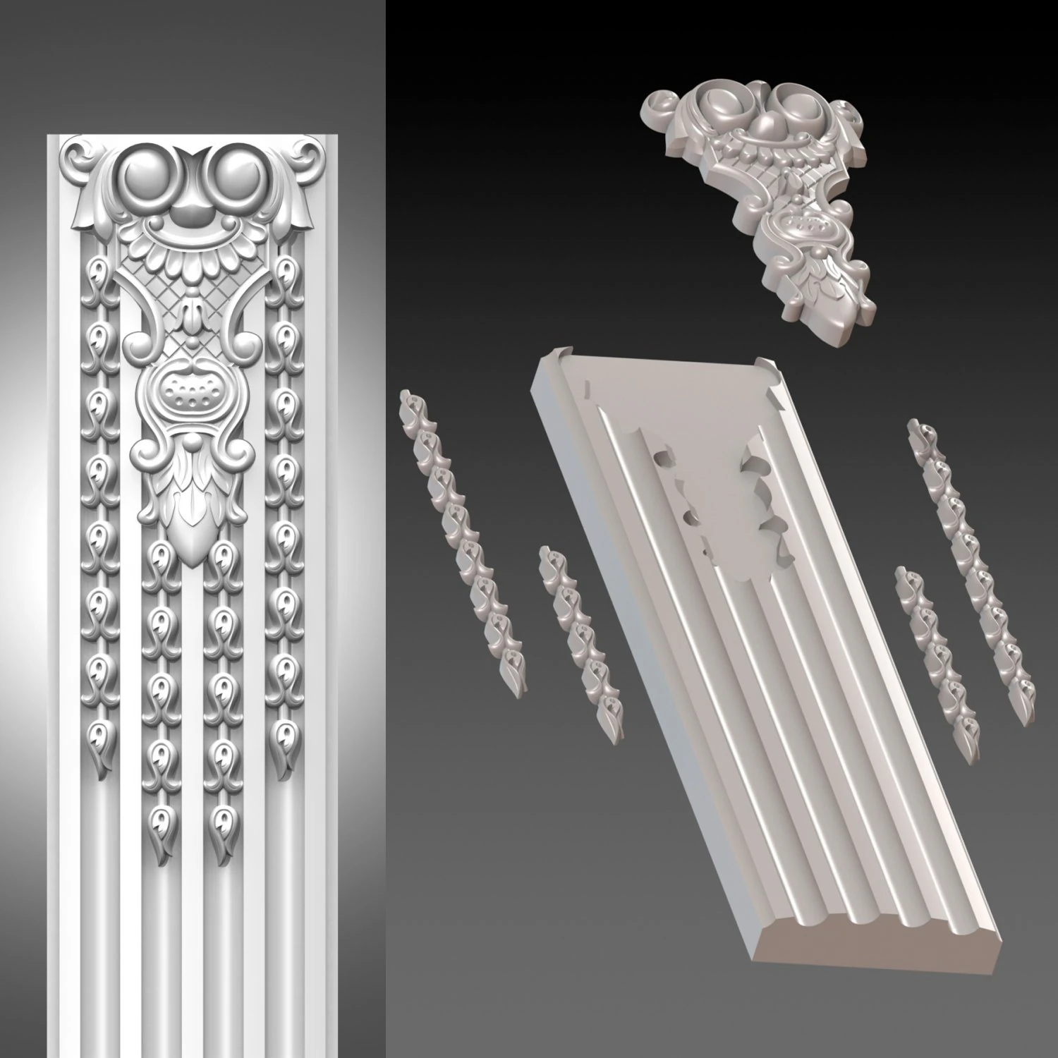 Column decor 001 Papuan 3D Model .c4d .max .obj .3ds .fbx .stl .blend 