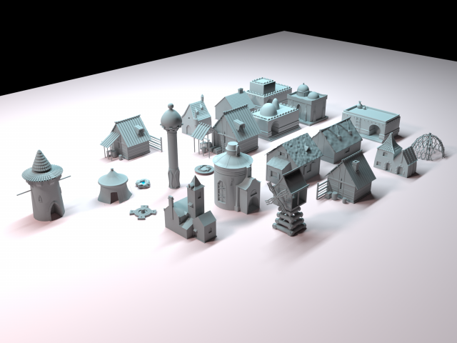 3D game model buildings 3D मॉडल .c4d .max .obj .3ds .fbx .stl .blend 