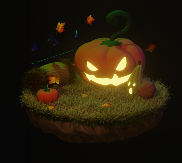 Halloween Scene Pump For Render Modelo 3D .c4d .max .obj .3ds .fbx .stl .blend 