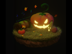 Halloween Scene Pump For Render 3D Model